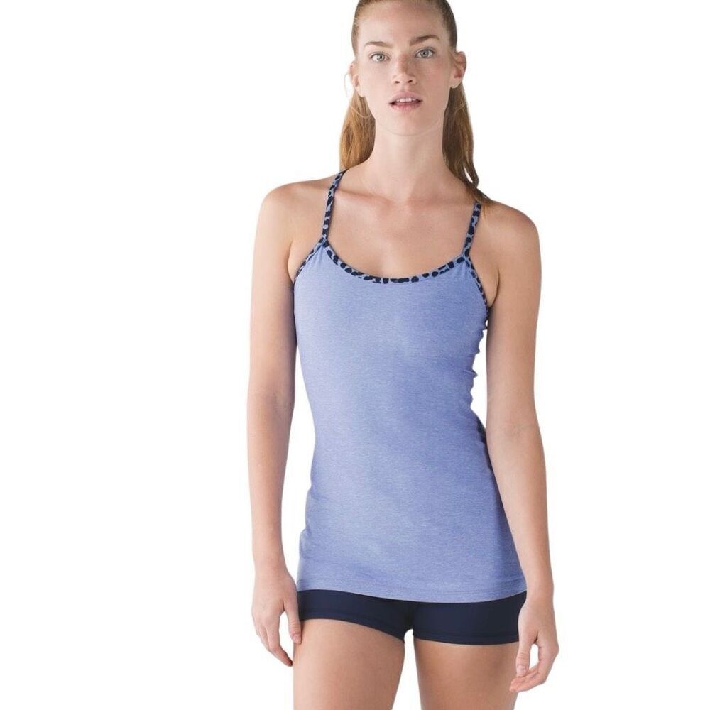 Lululemon Power Y Tank Luon Heathered Lullaby‎ Blue Size 4